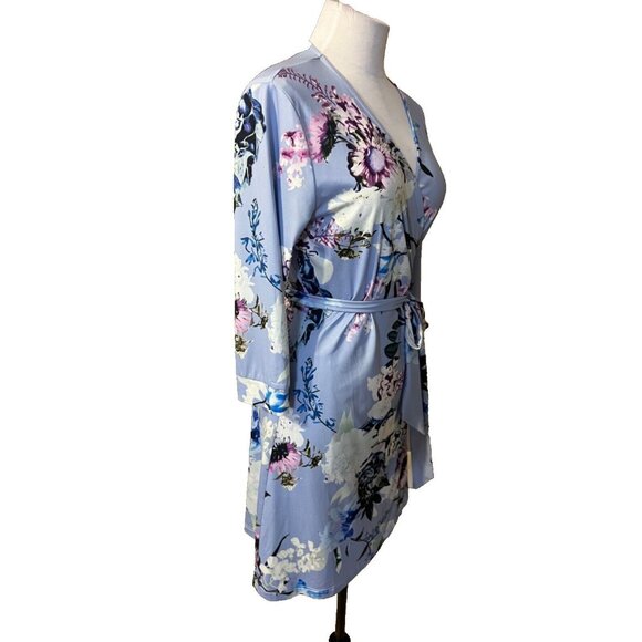 DVF Diane Von Furstenberg Wrap Dress 6 Small Blue Floral SILK Career Church - Picture 5 of 12